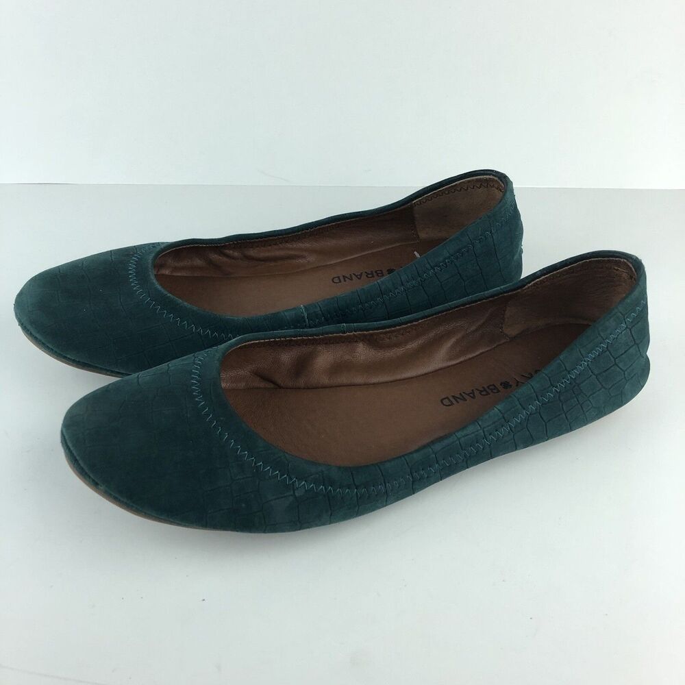 Lucky Brand LK Emmie Teal Croc Print Leather Casual Ballet Flats 7.5 M